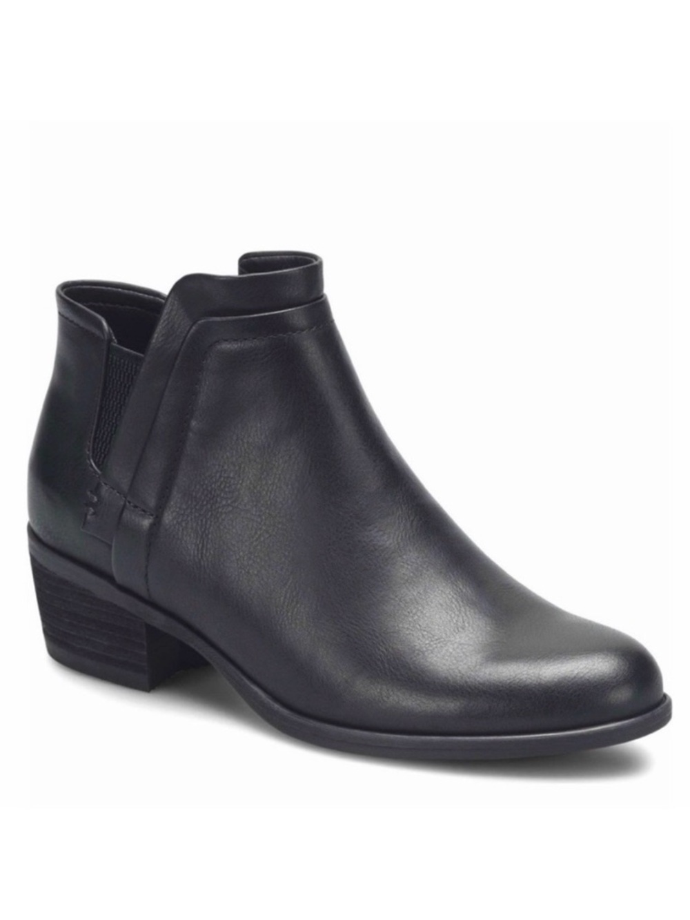 NWOB B.O.C Grover Faux Leather Slip-On Block Heel Ankle Booties Black Size 5.5M